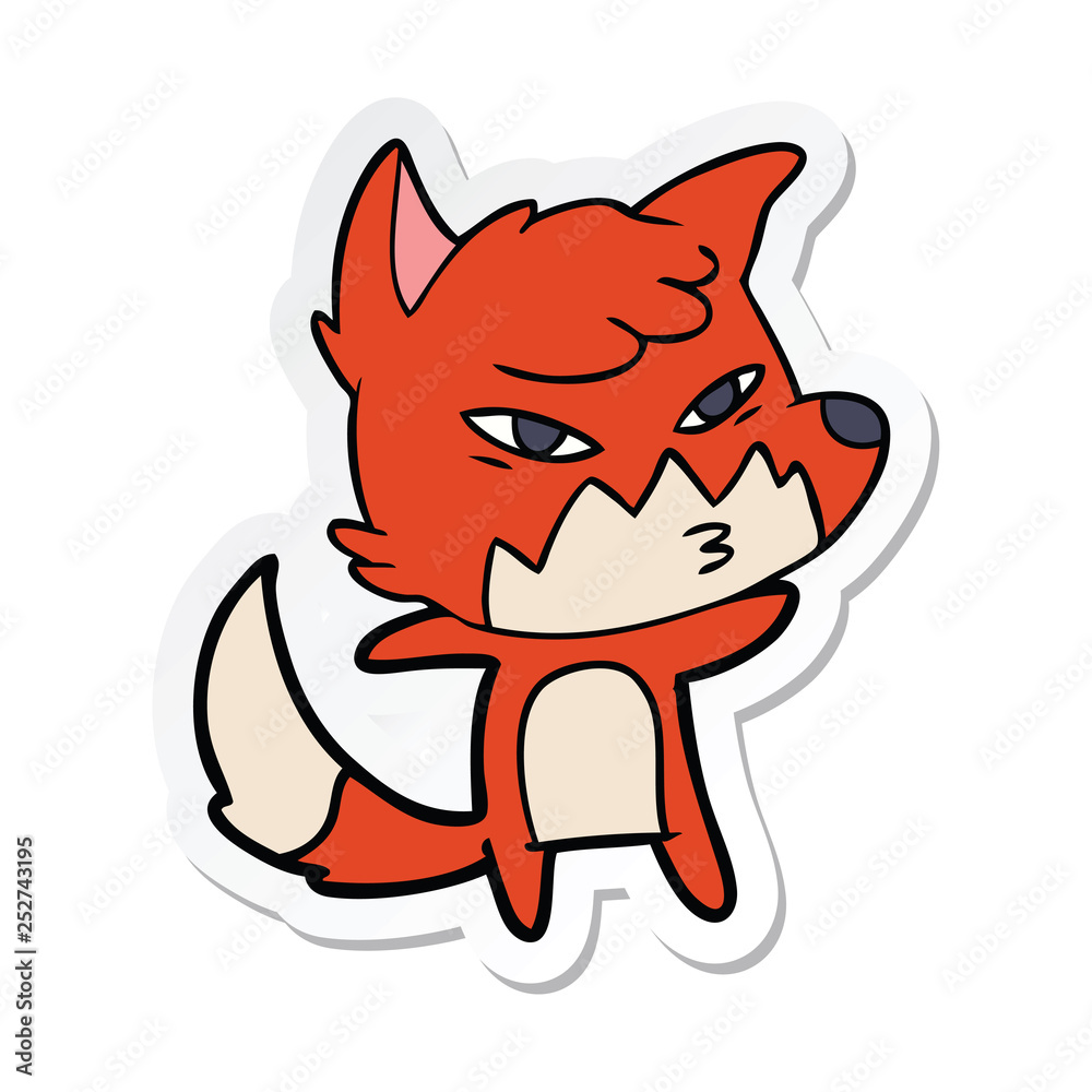sticker of a clever cartoon fox sticker of a clever cartoon fox