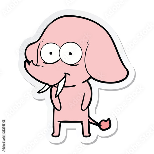 sticker of a happy cartoon elephant