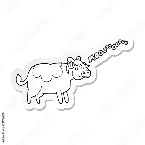 sticker of a cartoon cow