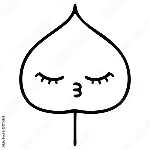 Obraz na plátne line drawing cartoon expressional leaf