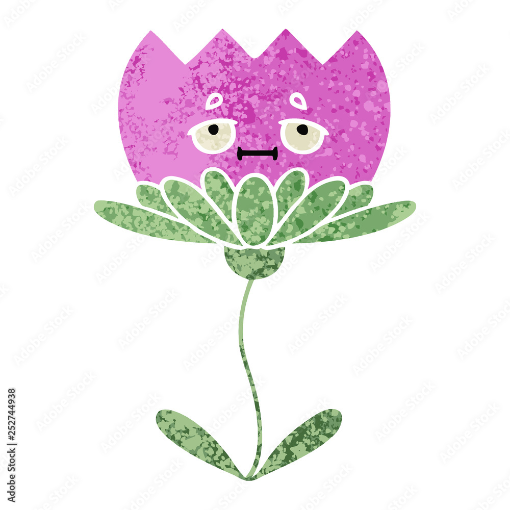 retro illustration style cartoon flower retro illustration style cartoon flower