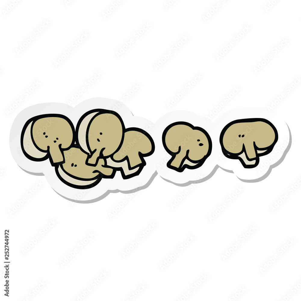 Obraz premium sticker of a cartoon chopped mushrooms