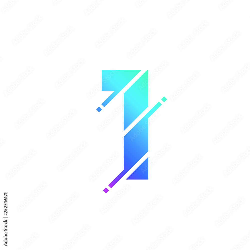 Number 1 Glitch Style Numeric Alphabet Modern Logo Icon Number 1 Glitch Style Numeric Alphabet Modern Logo Icon