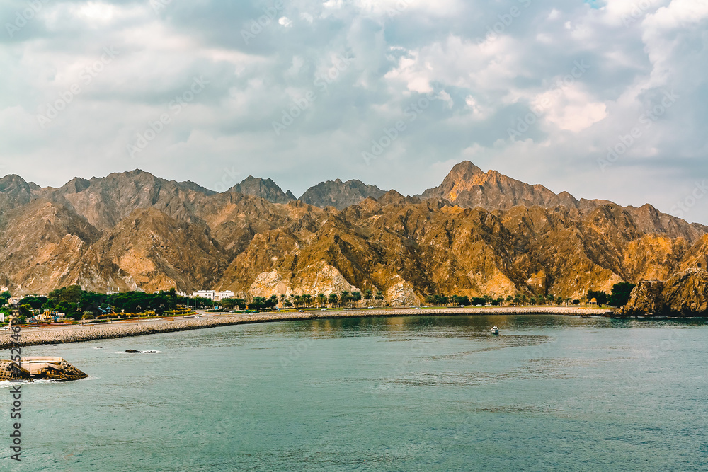 Coast of the Gulf of Oman near Muscat, view from the sea