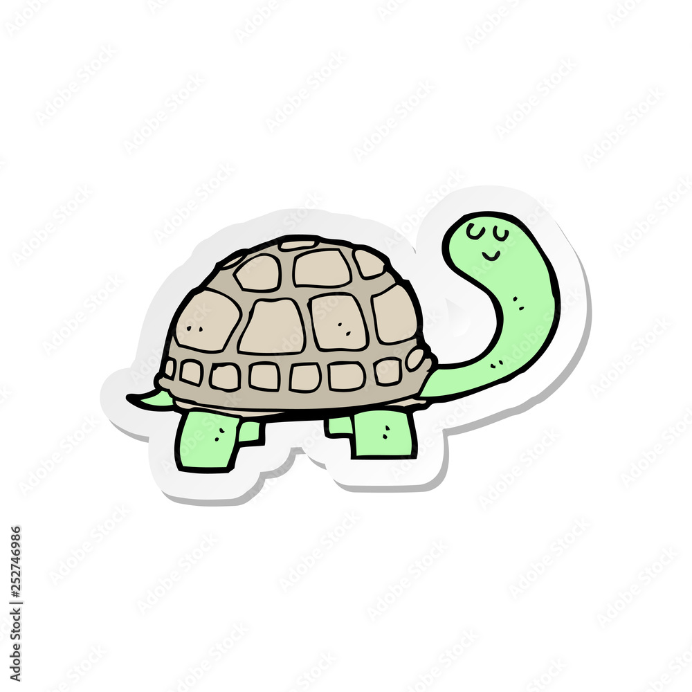 Obraz premium sticker of a cartoon happy tortoise