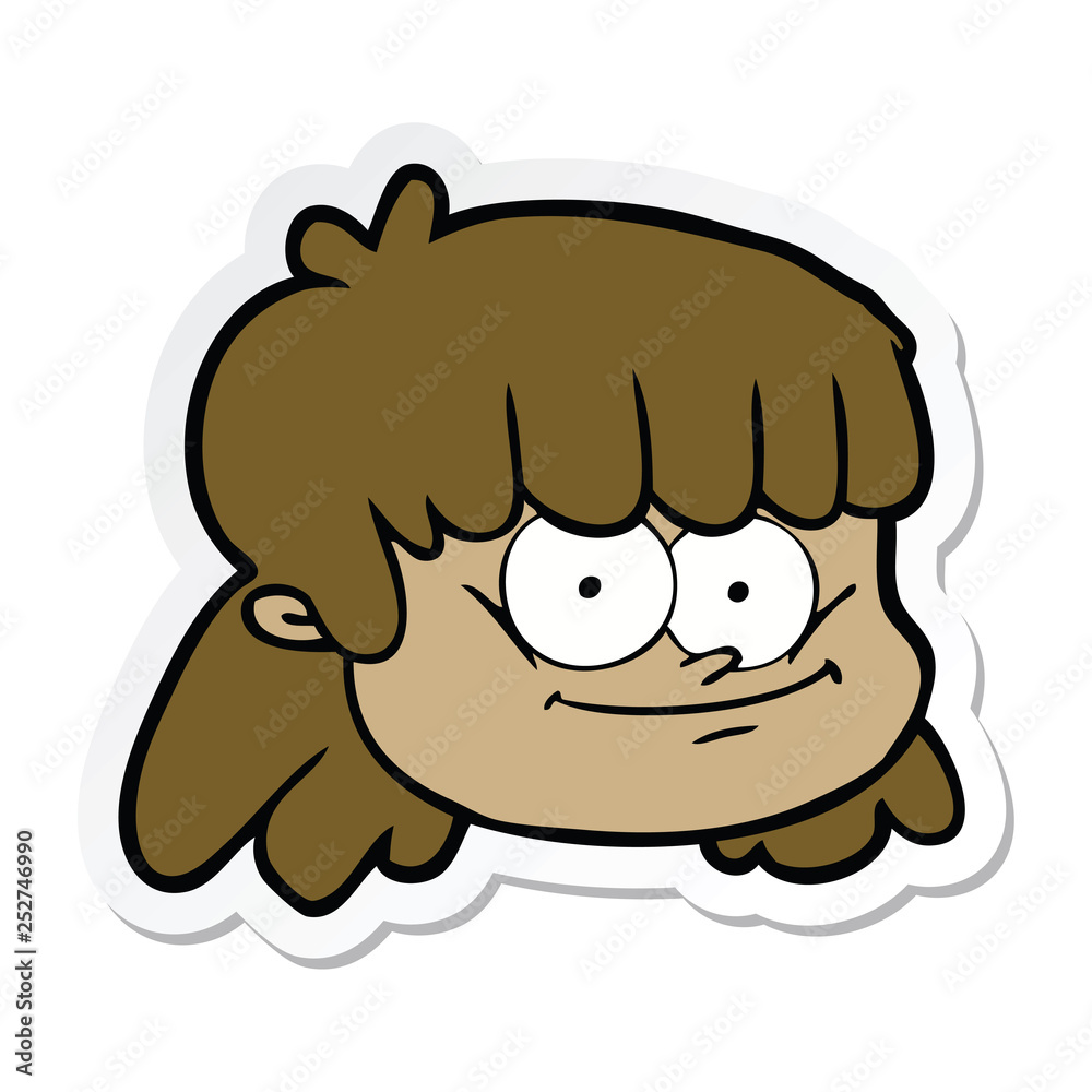 Fototapeta premium sticker of a cartoon female face