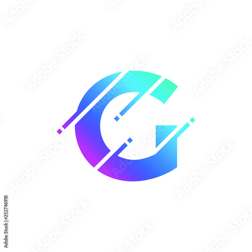 Letter G Glitch Style Font Alphabet Typography Modern Logo Vector 