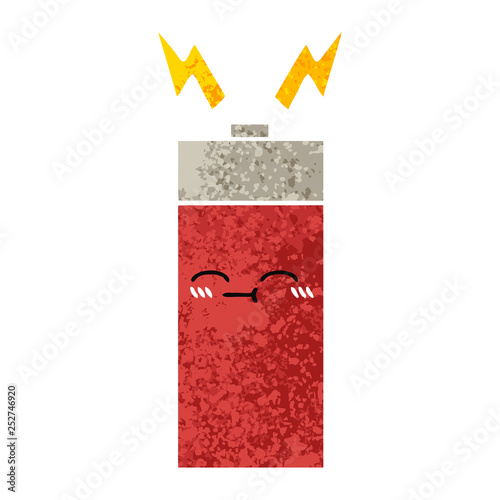 retro illustration style cartoon battery