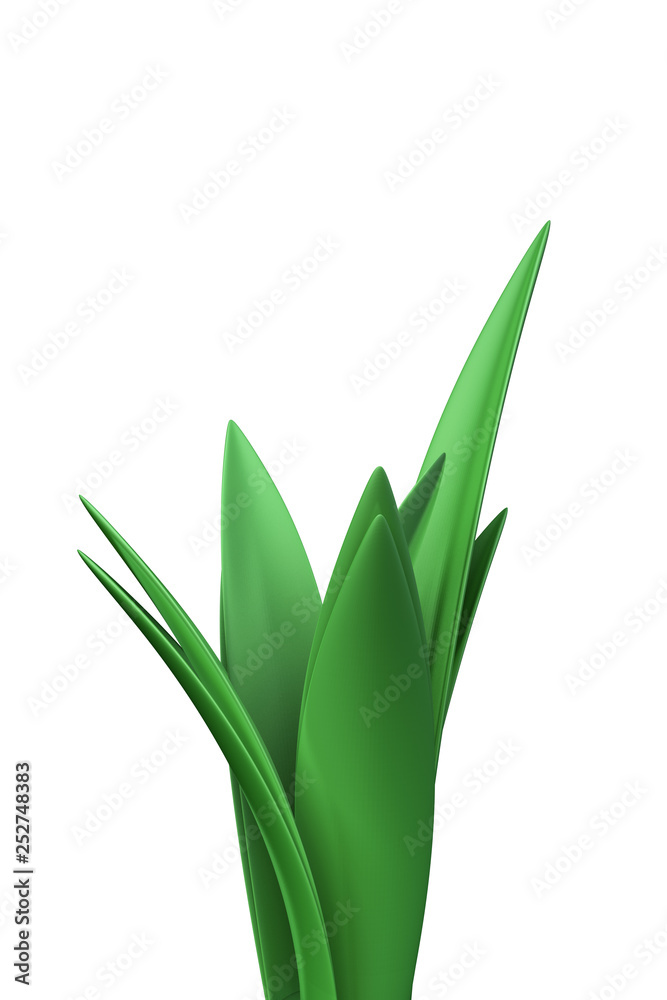 Obraz premium Green Leaves Render on White