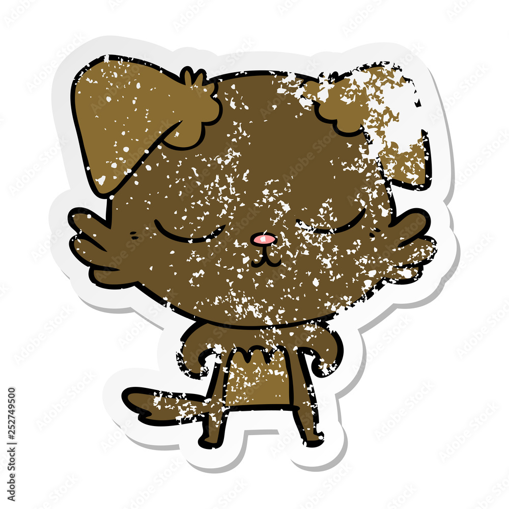 Obraz premium distressed sticker of a cute cartoon dog