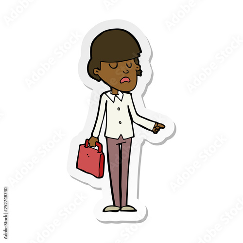 sticker of a cartoon arrogant businessman pointing