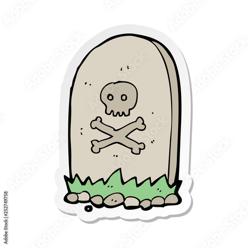 sticker of a cartoon grave