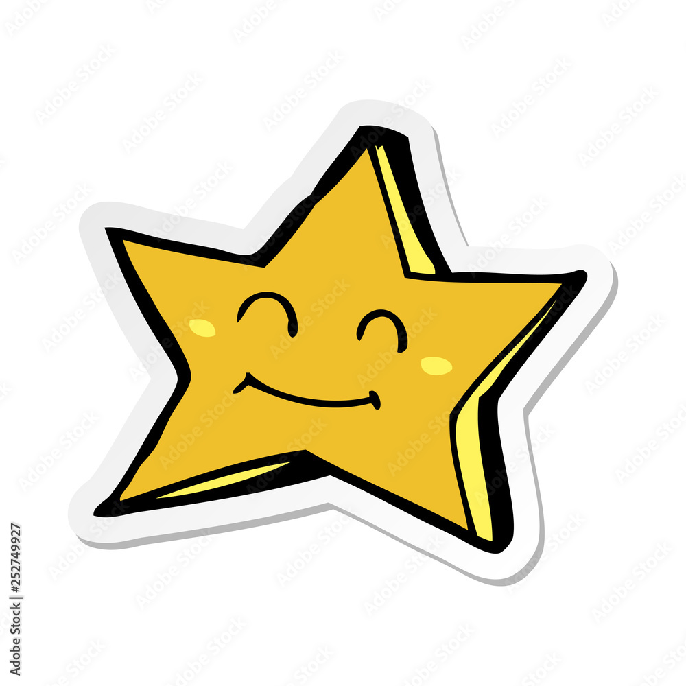 sticker of a cartoon happy star character sticker of a cartoon happy star character