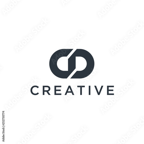Letter CD vector line logo design. Creative minimalism logotype icon symbol.