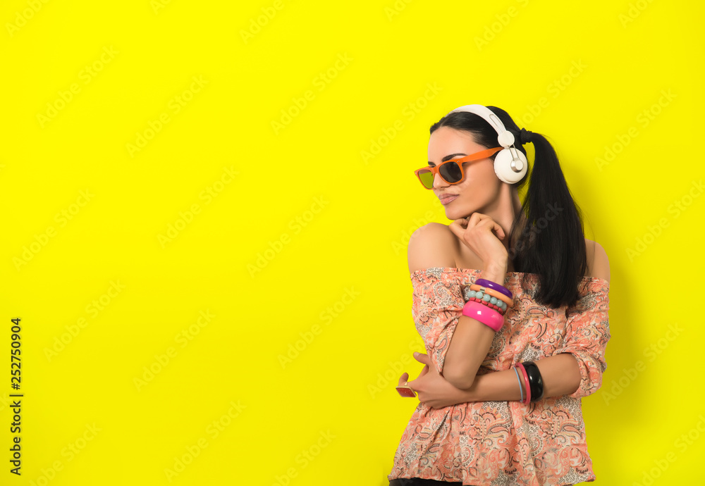 Girl  listens to music