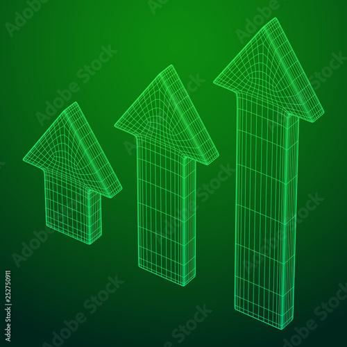 Arrow wireframe low poly mesh vector illustration