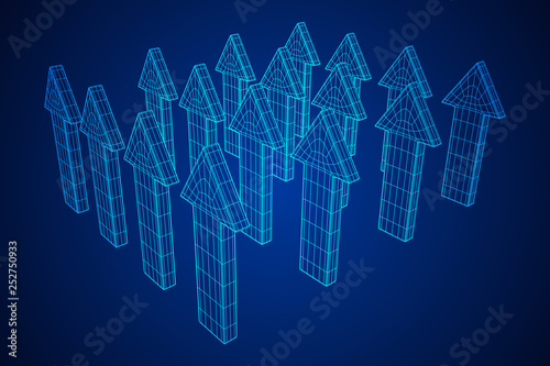 Arrow wireframe low poly mesh vector illustration