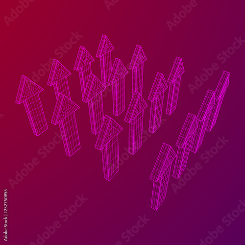 Arrow wireframe low poly mesh vector illustration