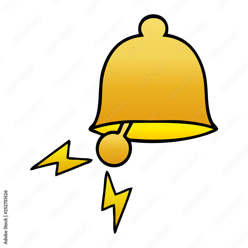 gradient shaded cartoon ringing bell gradient shaded cartoon ringing bell