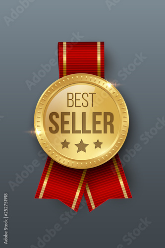 Award medal 3d realistic vector color illustration