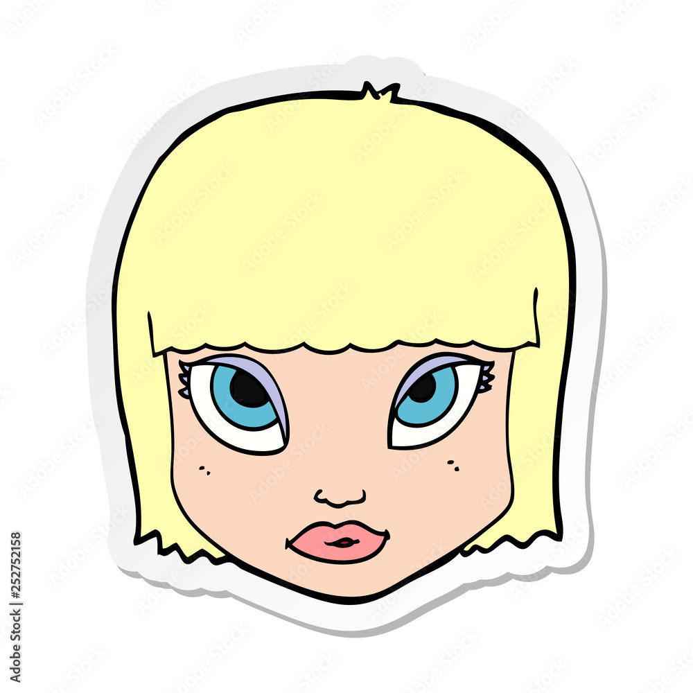 Fototapeta premium sticker of a cartoon female face
