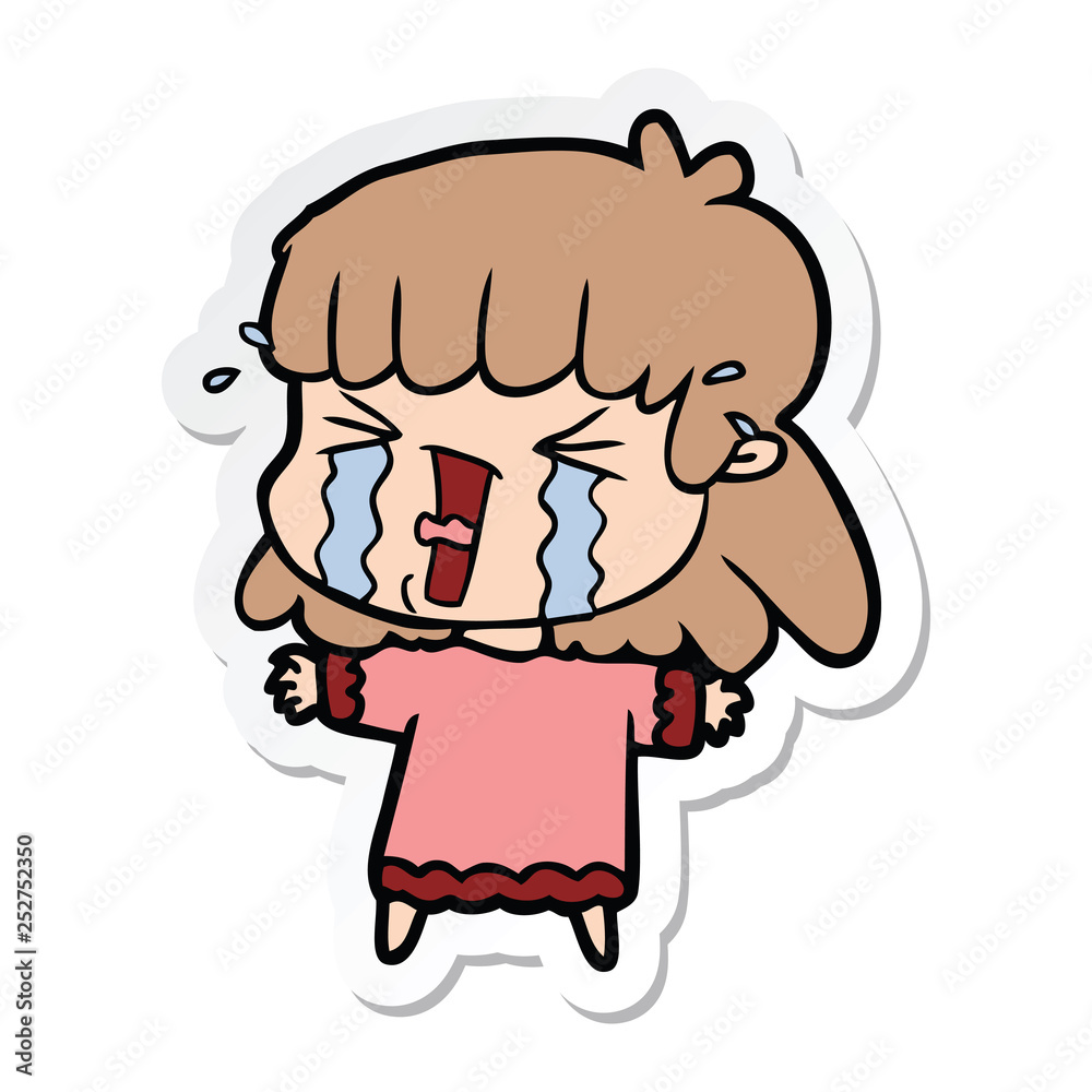 sticker of a cartoon woman in tears sticker of a cartoon woman in tears