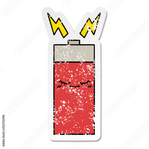 distressed sticker of a cute cartoon battery