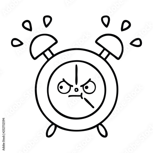 line drawing cartoon alarm clock