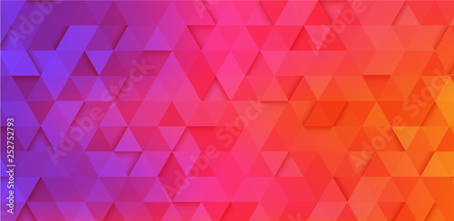 Bright spectrum banner with abstract geometric pattern of triangles.