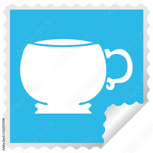quirky square peeling sticker cartoon mug