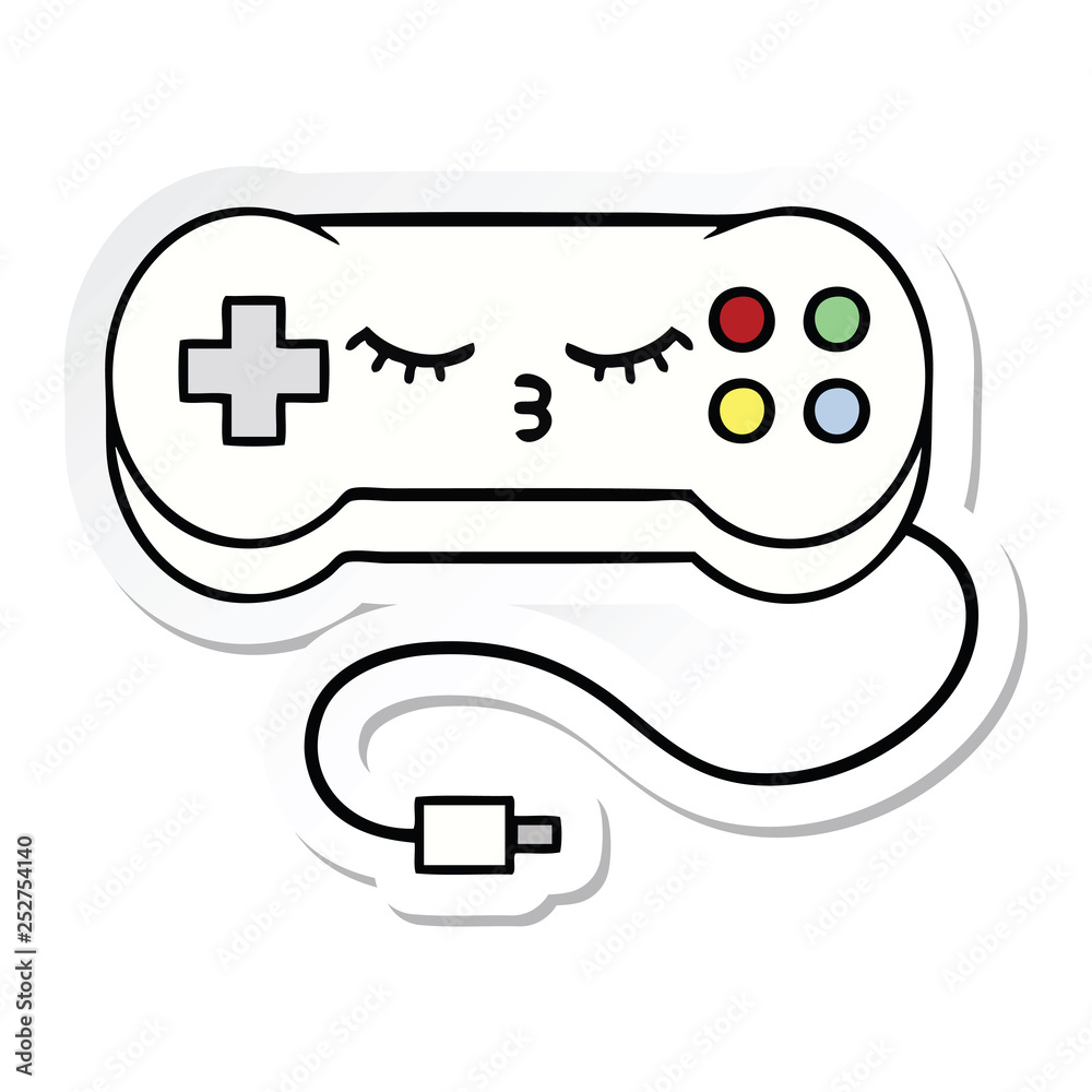 sticker of a cute cartoon game controller sticker of a cute cartoon game controller
