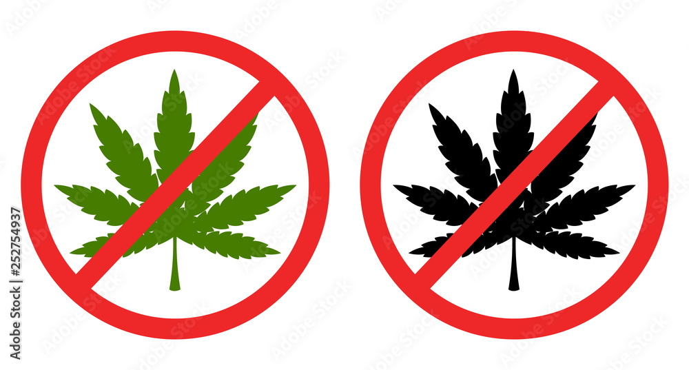 sign icon No marijuana, cannabis forbidden vector file.