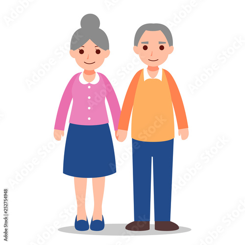 elderly couple. Flat cartoon vector illustration isolated on EPS10.