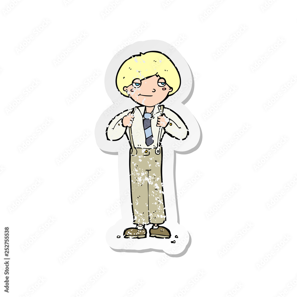 retro distressed sticker of a cartoon man wearing braces retro distressed sticker of a cartoon man wearing braces