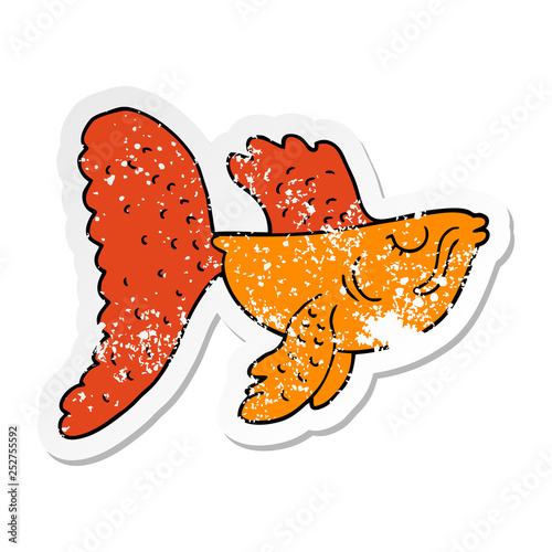 distressed sticker of a cartoon chinese fighting fish