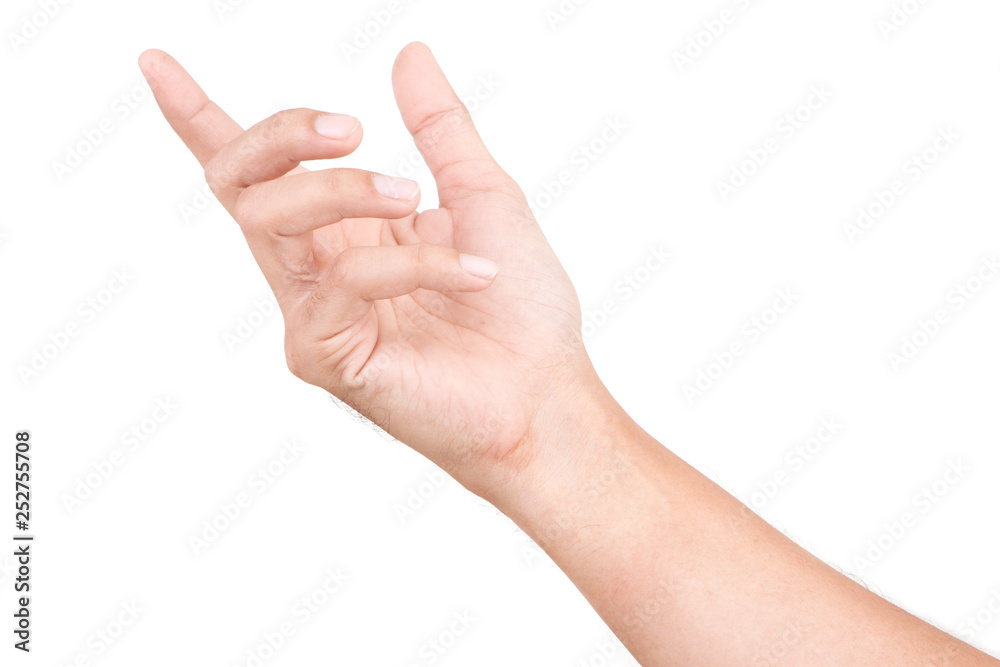 Male Caucasian hand gestures isolated over the white background. Male Caucasian hand gestures isolated over the white background.