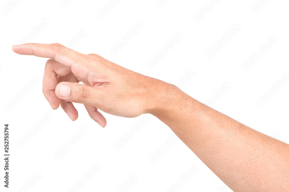 Male Caucasian hand gestures isolated over the white background. Male Caucasian hand gestures isolated over the white background.