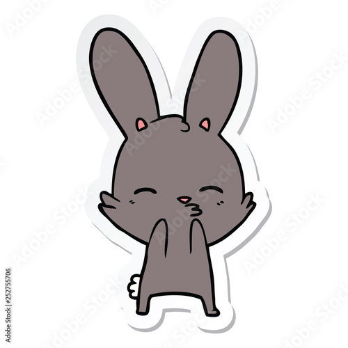 sticker of a curious bunny cartoon