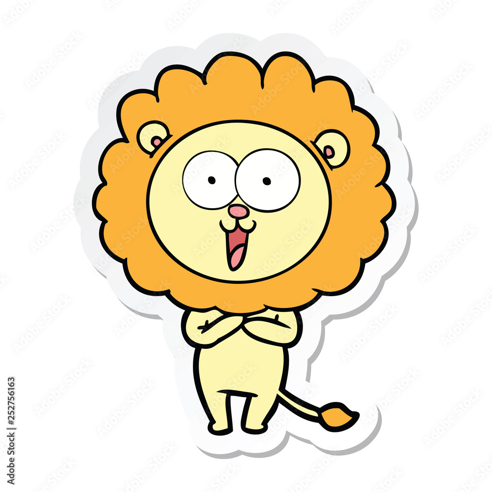 sticker of a happy cartoon lion sticker of a happy cartoon lion