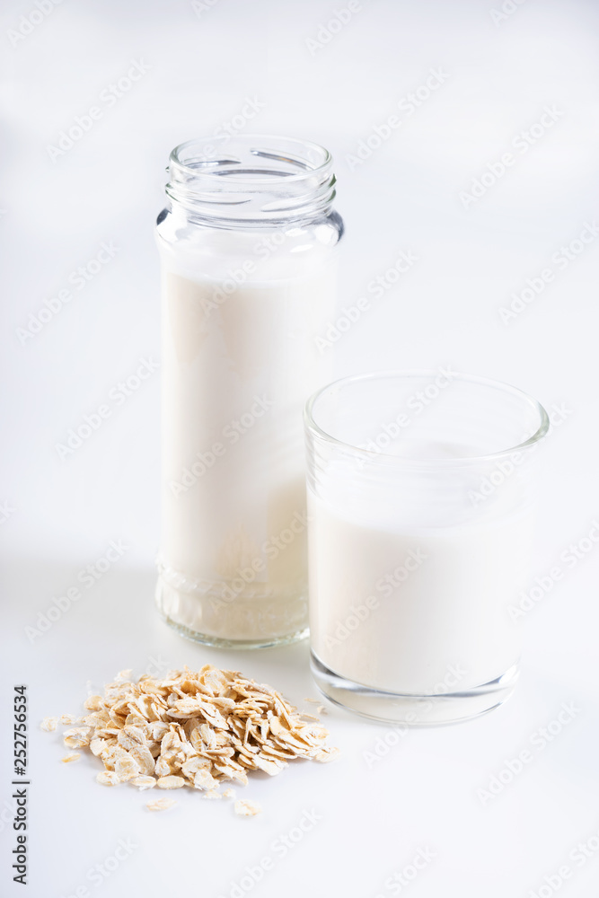 Glass of oat milk, non-dairy milk Glass of oat milk, non-dairy milk