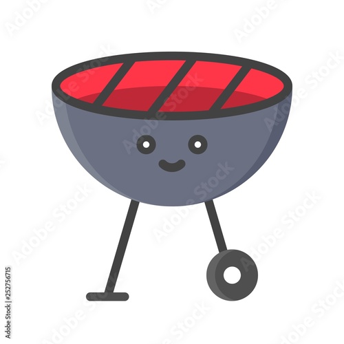 BBQ grill vector, Isolated Spring season flat icon