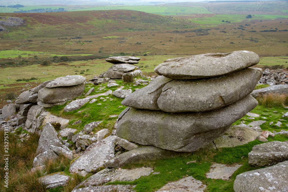 The Cheeswring, a natural rock formation on Stowe's Hill in the Bodmin Moor near Minions in Cornwall.