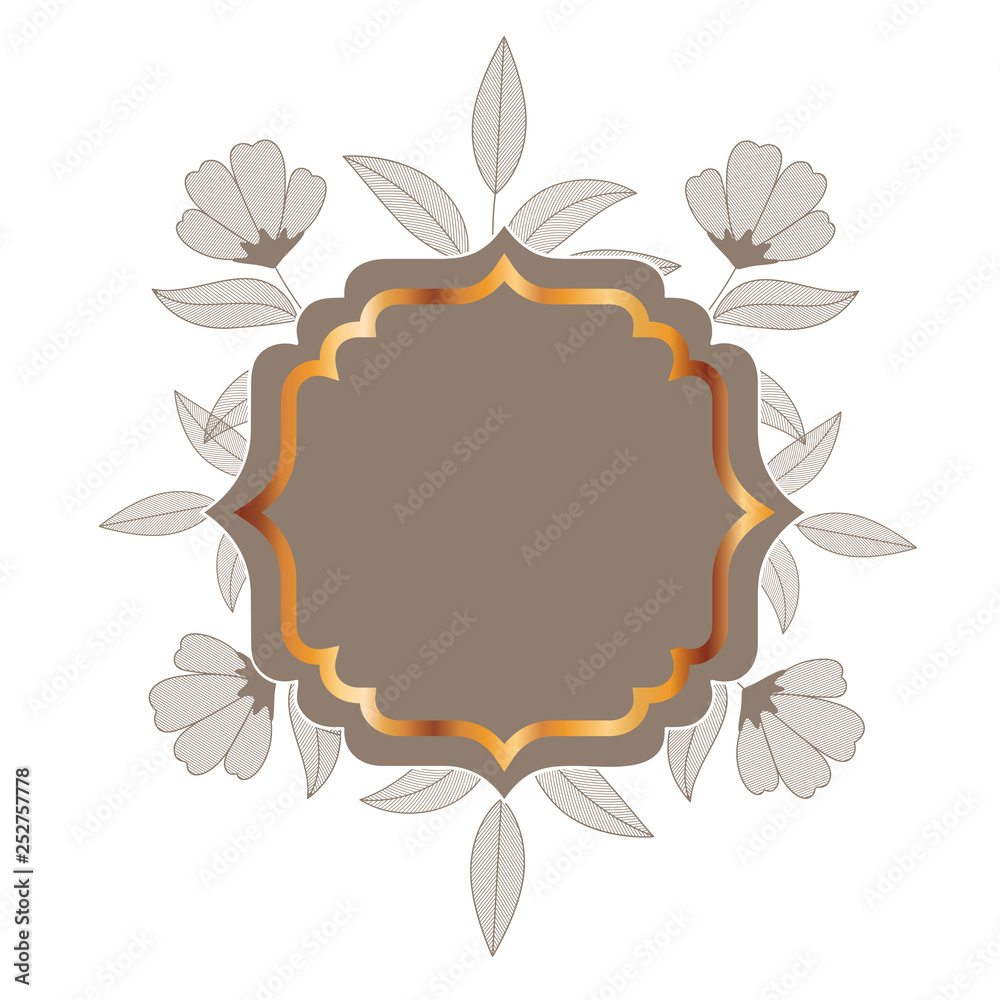 Obraz premium frame with plants and herbs isolated icon