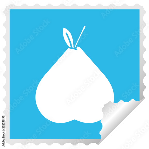 square peeling sticker cartoon green pear