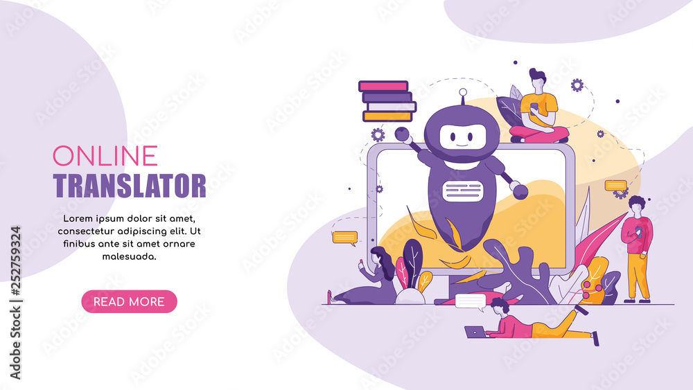 Horizontal Flat Banner Online Translator Chatbot. Horizontal Flat Banner Online Translator Chatbot.