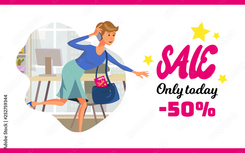 Vector Flat Banner Sale Only Today 50 Percent. Vector Flat Banner Sale Only Today 50 Percent.