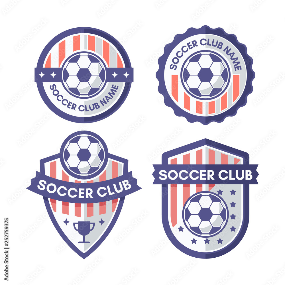 Flat simple modern Soccer or Football badge collection. Flat simple modern Soccer or Football badge collection.