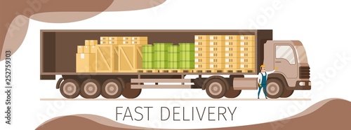 Side Veiw of Open Express Delivery Truck Banner