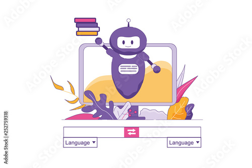 Artificial Intelligence Translates Text Online.