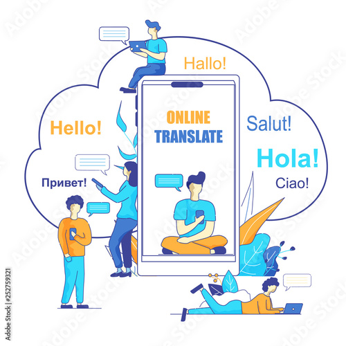 Vector Illustration Online Translate Using Chatbot